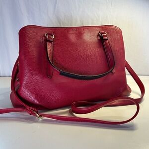 Tutilo New York Red Pebbled Faux Leather Tote Bag, Shoulder bag.